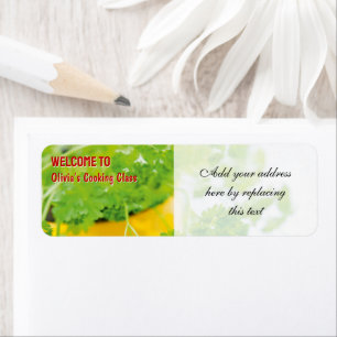 Etiqueta Bem-vindo à Aula de Culinária de Nome Arte Herb