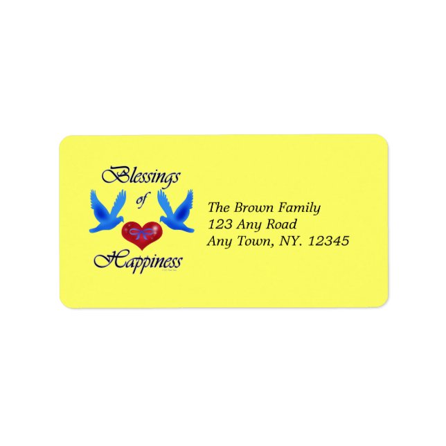 Etiqueta "Bênçãos à Felicidade" (Frente)