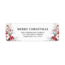 Etiqueta Berries Vermelhos Modernos Elegantes | Natal Verde