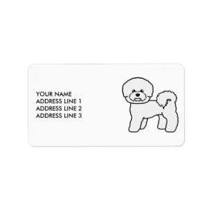 Etiqueta Bichon Frise Cute Cartoon Dog E Texto Personalizad
