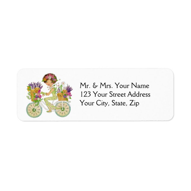 Etiqueta Bicicleta de Flores de páscoa com Cuppies de Labor (Frente)