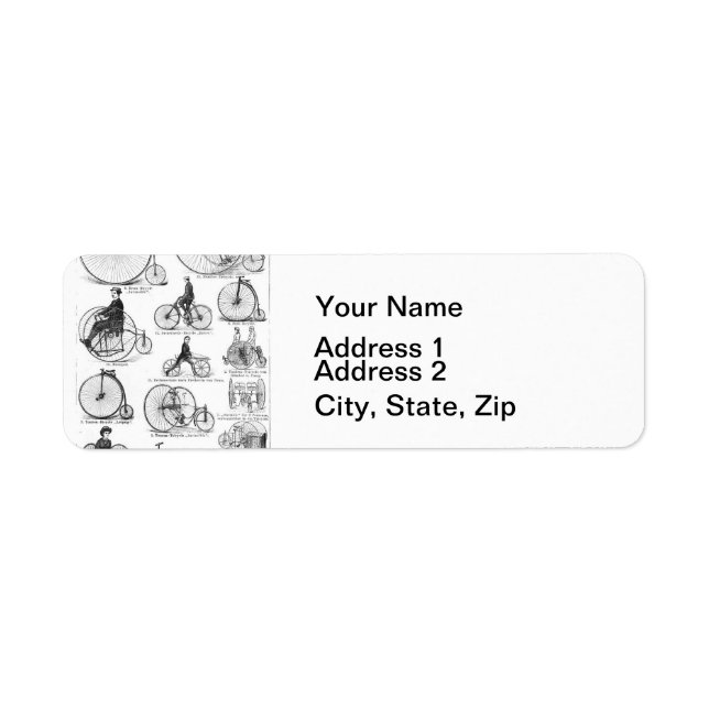 Etiqueta Bicicleta de Roda Alta Penny Farthing (Frente)