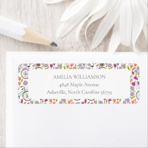 Etiqueta Bicicleta Floral Boho Vintage Endereço de Devoluçã