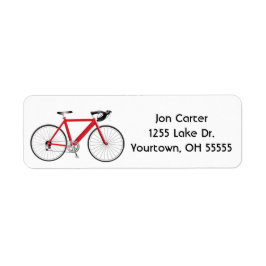 Etiqueta bicicleta vermelha em branco