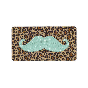 Etiqueta Bigode de Bling do verde da cerceta e impressão