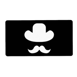 Etiqueta bigode e chapéu
