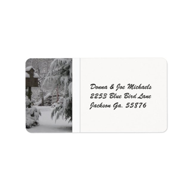 Etiqueta Birdhouse coberto por neve (Frente)