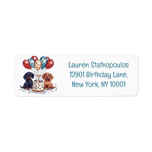 Etiqueta Birthday Dachshund Dogs (Frente)
