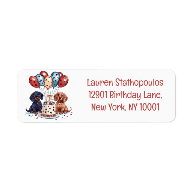Etiqueta Birthday Dachshund Dogs (Frente)