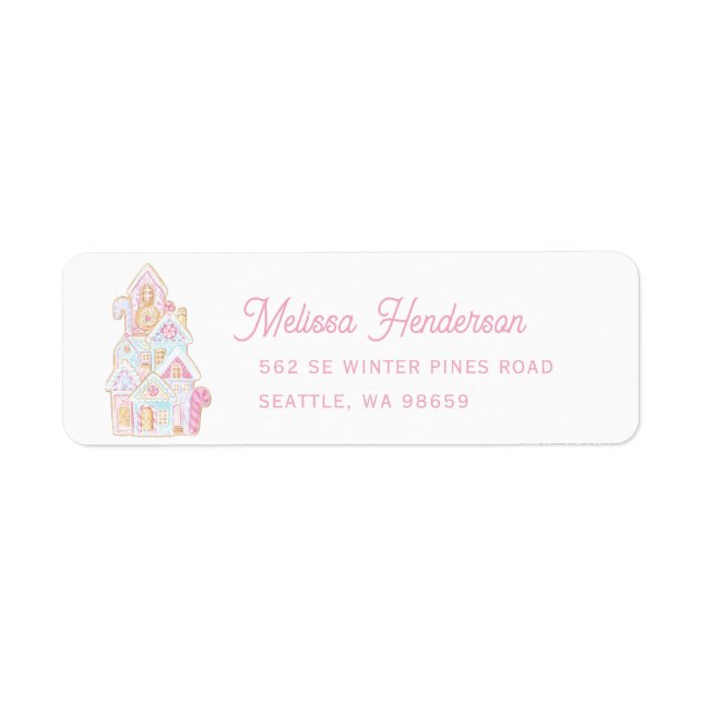 Etiqueta Biscoito de Casa de Gingerbread Pastel (Frente)