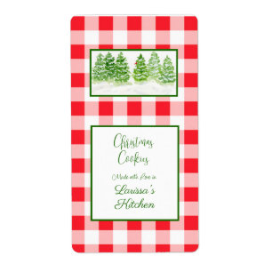Etiqueta Biscoitos de Água-forte Árvore de Inverno Xadrez V