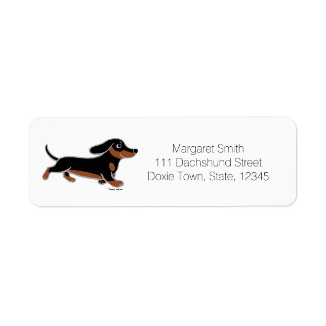 Etiqueta Black and Tan Dachshund Running (Frente)