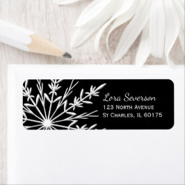 Etiqueta Black and White Winter Snowflake Return Address (E