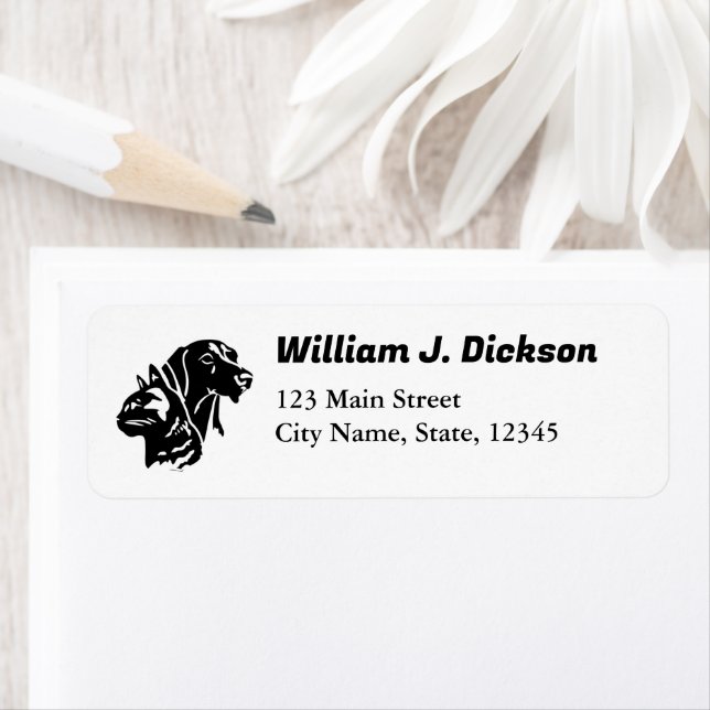 Etiqueta black cat and dog faces with personalized name (Insitu)