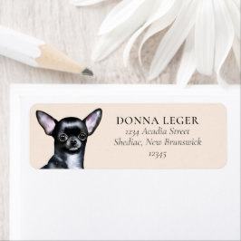 Etiqueta Black Chihuahua Dog Endereço Personalizado