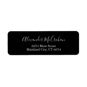Etiqueta Black Elegant Script Return Address Label