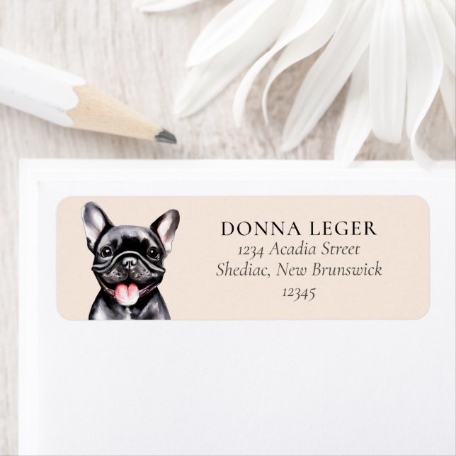 Etiqueta Black French Bulldog Dog Personalize Address (Ende (Insitu)