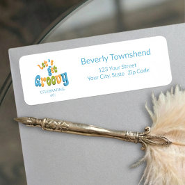 Etiqueta Black Gold Groovy 60th Birthday Return Address