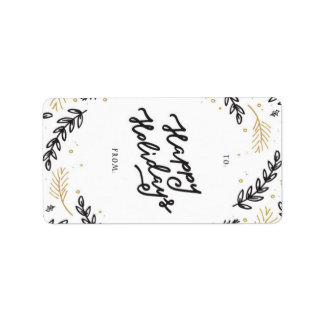 Etiqueta Black & Gold Winter Floral - gift tag