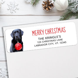 Etiqueta Black Lab Felry Christmas Red Labrador Cachorro