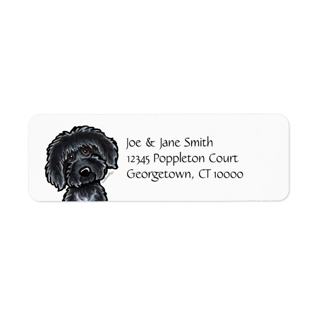 Etiqueta Black Labradoodle Art (Frente)