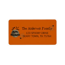 Black Orange Happy Halloween Endereço de devolução