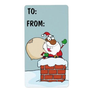 Etiqueta Black Santa Claus na Chimney Gift Label