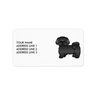 Etiqueta Black Shih Tzu Cute Cartoon Cão e Texto Personali