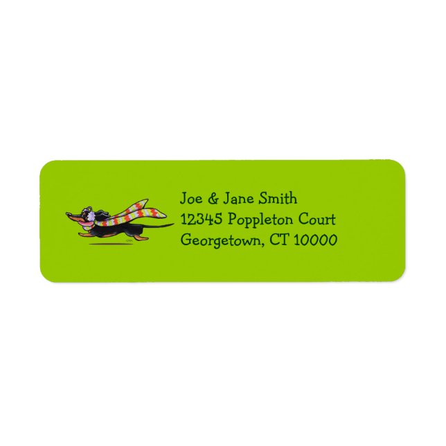 Etiqueta Black Tan Dachshund Cut Winter (Frente)