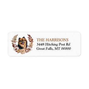 Etiqueta Black Tan Pomeranian Dog Autumn Wreath