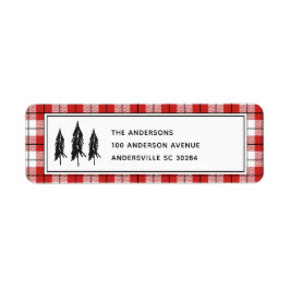 Etiqueta Black Trees Red Flannel Endereço de devolução de N