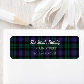 Etiqueta Black Watch Tartan, Plaid Return Address