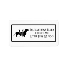 Etiqueta Black & White Dachshund Silhouette Border