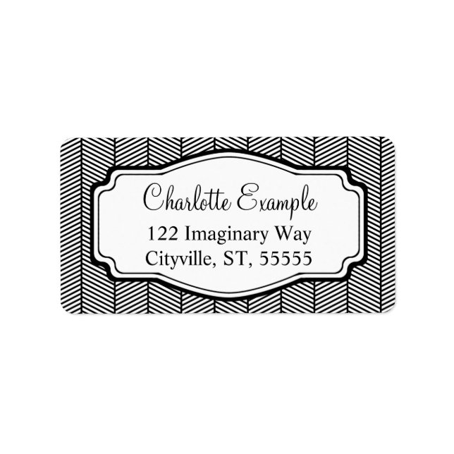 Etiqueta Black White Herringbone Classic Custom (Frente)