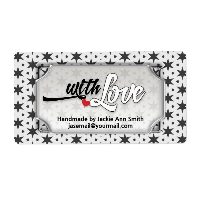 Etiqueta Black White Modern Super Stars Com Amor... (Frente)