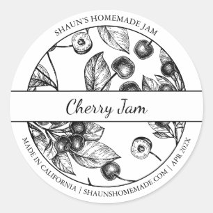 Etiqueta Black & White Sketch Cherry Jam