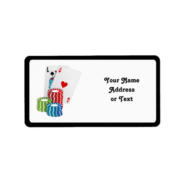 Etiqueta Blackjack com Chips Poker (Frente)