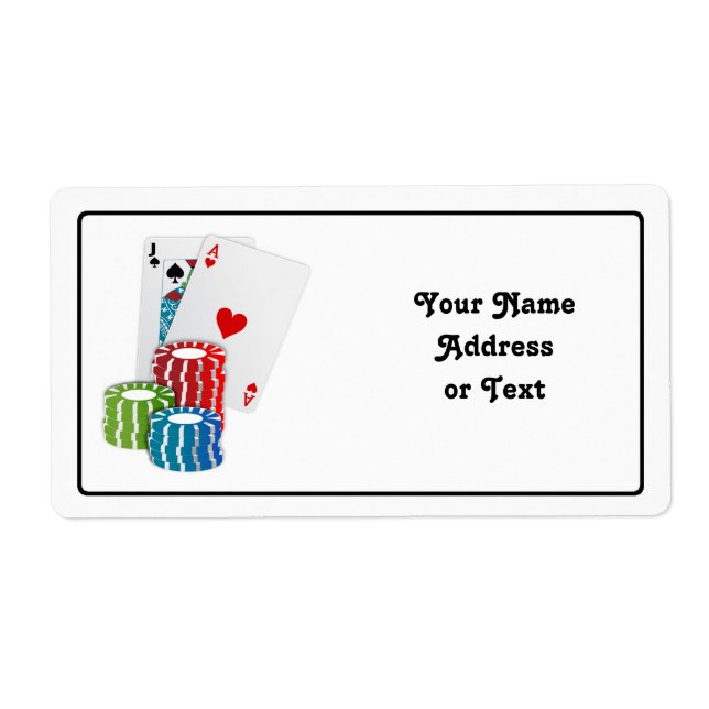 Etiqueta Blackjack com Chips Poker (Frente)