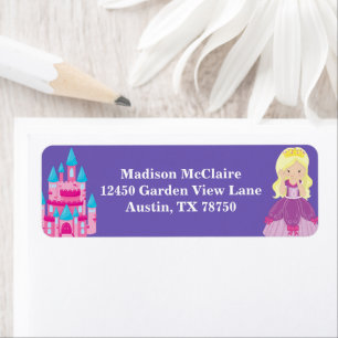 Etiqueta Blonar Princesa Menina Cute Roxo Endereço de Retor