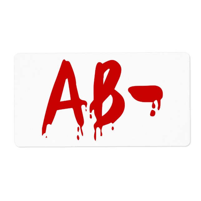 Etiqueta Blood Group AB- Negative #Horror Hospital (Frente)