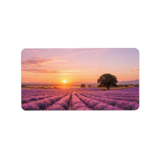 Etiqueta Blooming Lavender Field at Golden Sunset Provence 