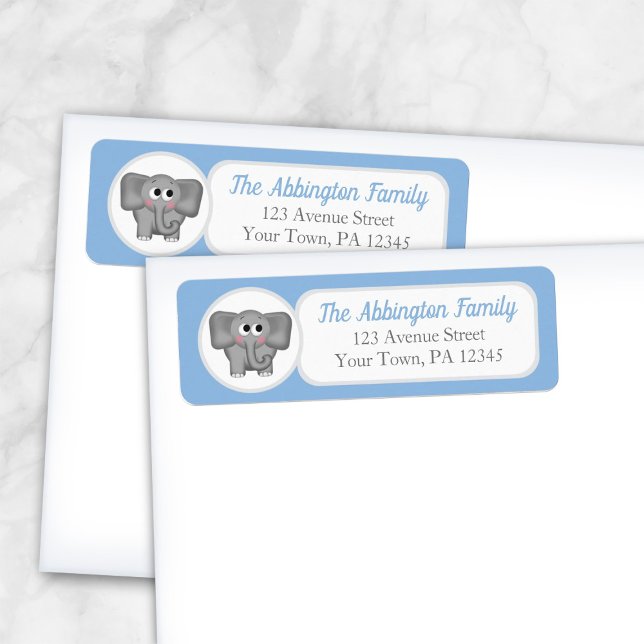 Etiqueta Blue Adorable Elephant Address Labels (Criador carregado)