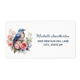 Etiqueta Blue Bird Pink Flowers Shipping