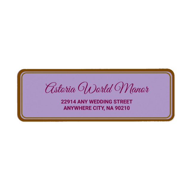 Etiqueta Blue Burgundy Gold Blush  Wedding address  (Frente)