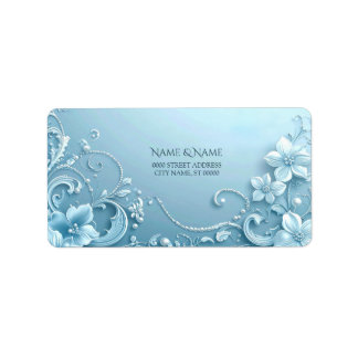 Etiqueta Blue Decorative Floral Return Address Label