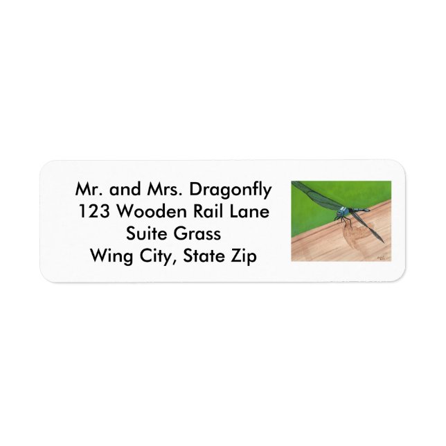 Etiqueta Blue Dragonfly Sentado em Rótulos de Endereço Ferr (Frente)