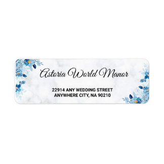 Etiqueta Blue Elegant flower summer wedding return address