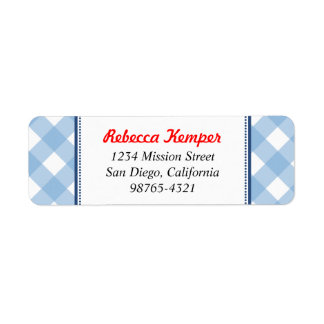 Etiqueta Blue Gingham Country Rush Charm - endereço de reto