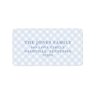 Etiqueta Blue gingham return address labels
