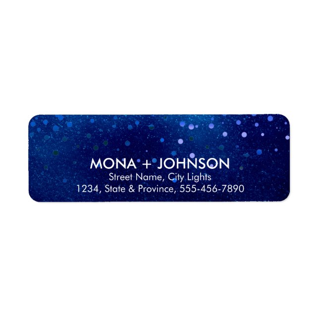 Etiqueta Blue Glitter Sparkle Confetti Dots Modern (Frente)
